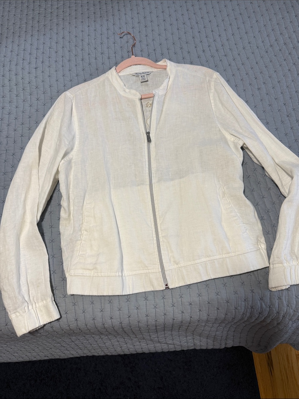 NEW Tommy Bahama White Zip-Front Linen Jacket